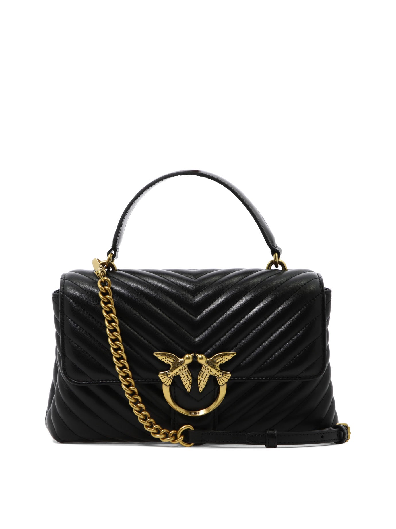 BLACK LEATHER HANDBAG Pinko BLACK U