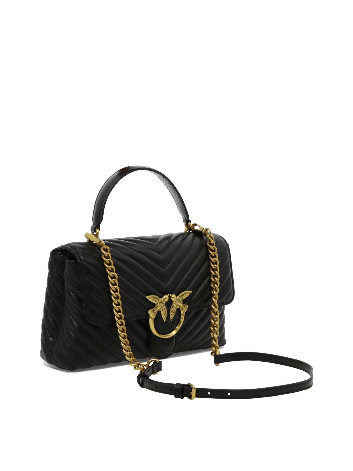 BLACK LEATHER HANDBAG Pinko