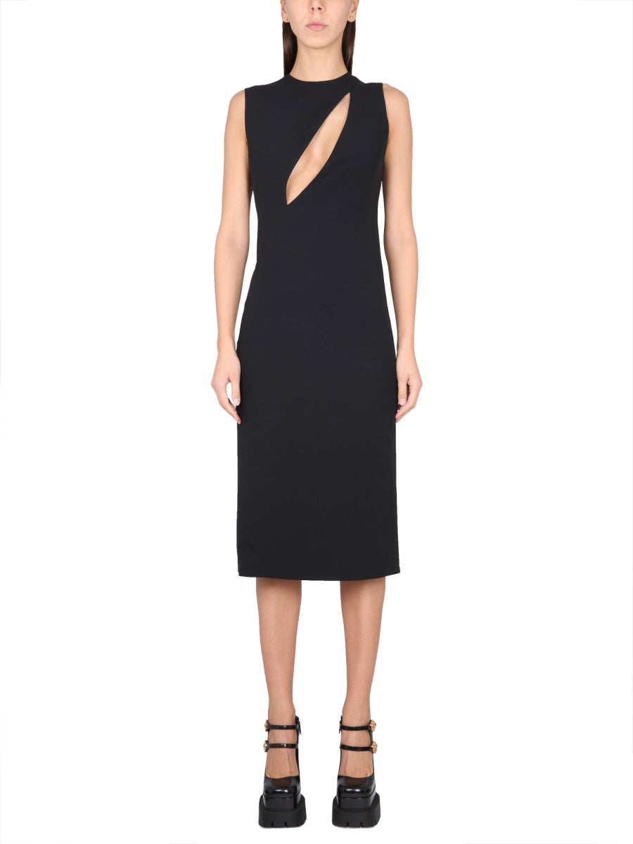 knee length dresses for ladies Ginnee Puff Sleeve Cutout Midi Dress main image 1