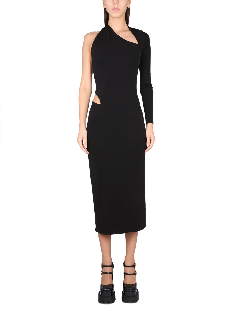 crisscross halter cut-out dress Black Halter Crisscross Cut Out Drape Ruched Slit Dress main image 1