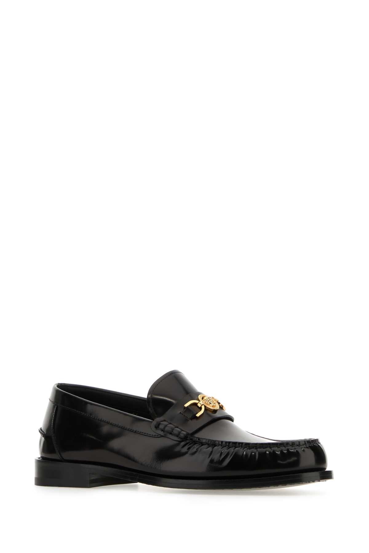 BLACK LEATHER MEDUSA 95 LOAFERS Versace