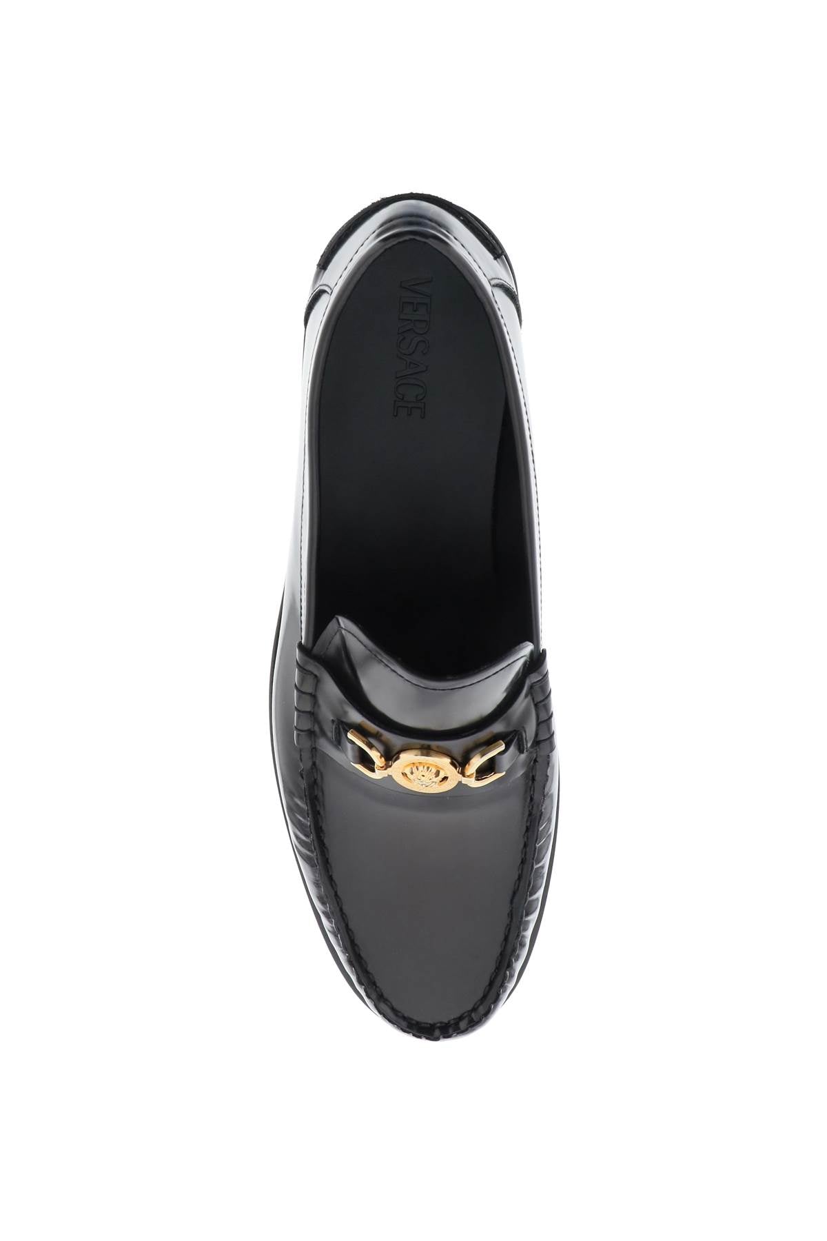 BLACK LEATHER MEDUSA 95 LOAFERS Versace