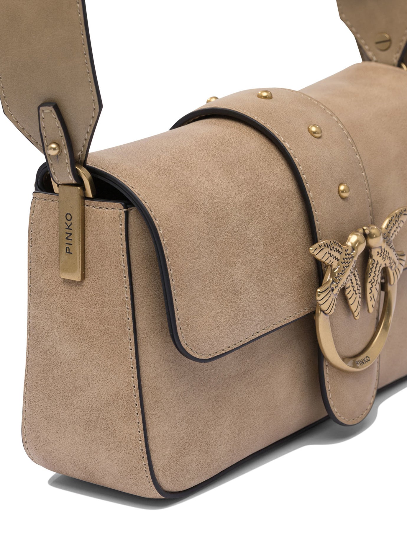 LEATHER BEIGE CROSSBODY BAG Pinko