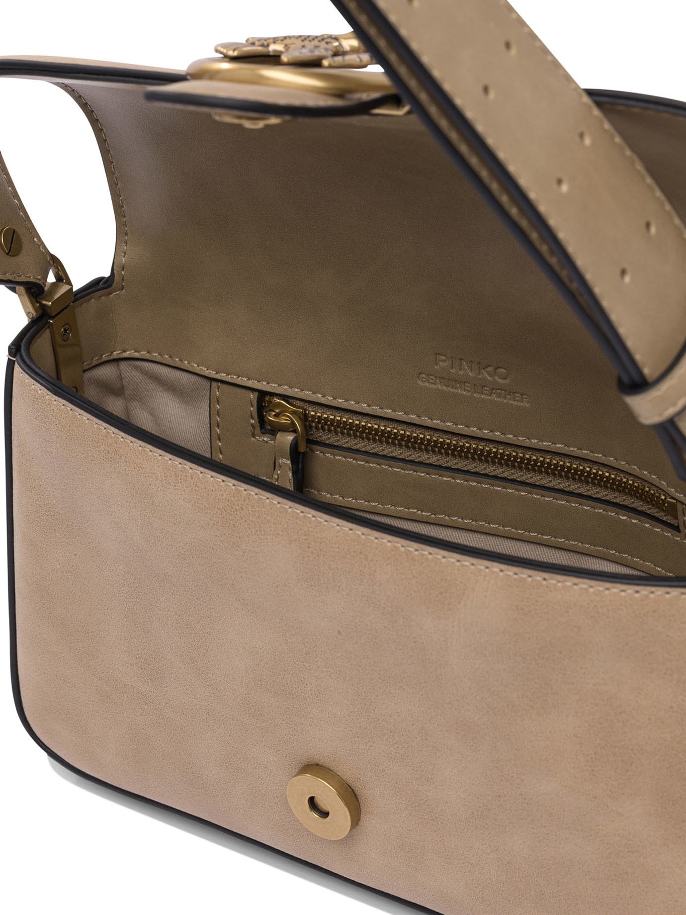 LEATHER BEIGE CROSSBODY BAG Pinko