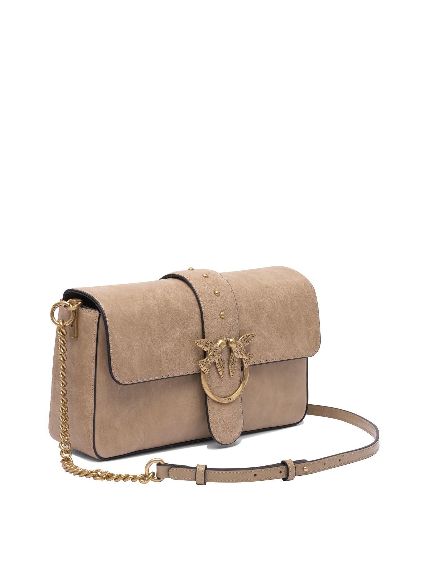 BEIGE LEATHER CROSSBODY BAG Pinko
