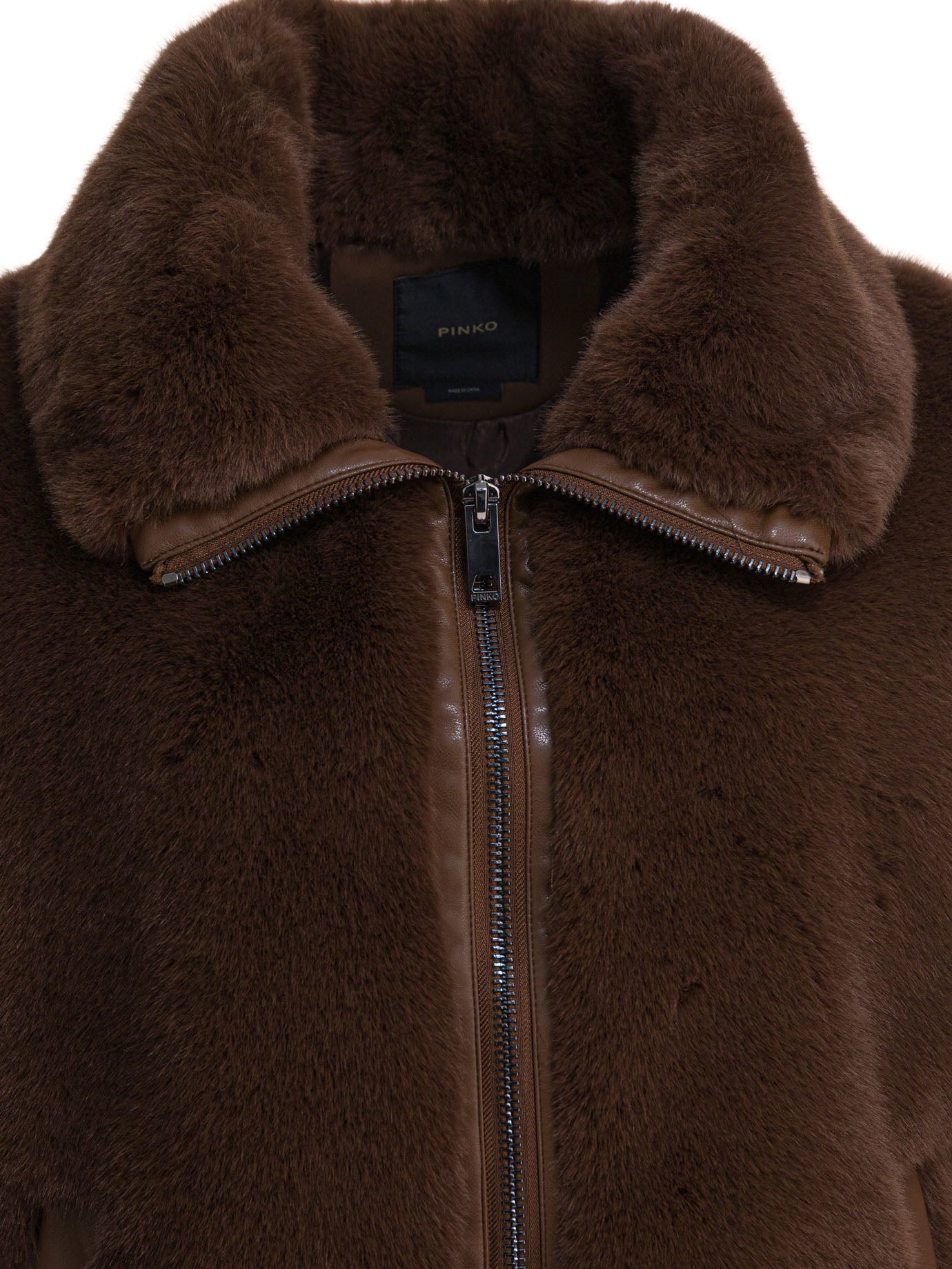 BROWN POLYESTER JACKET Pinko