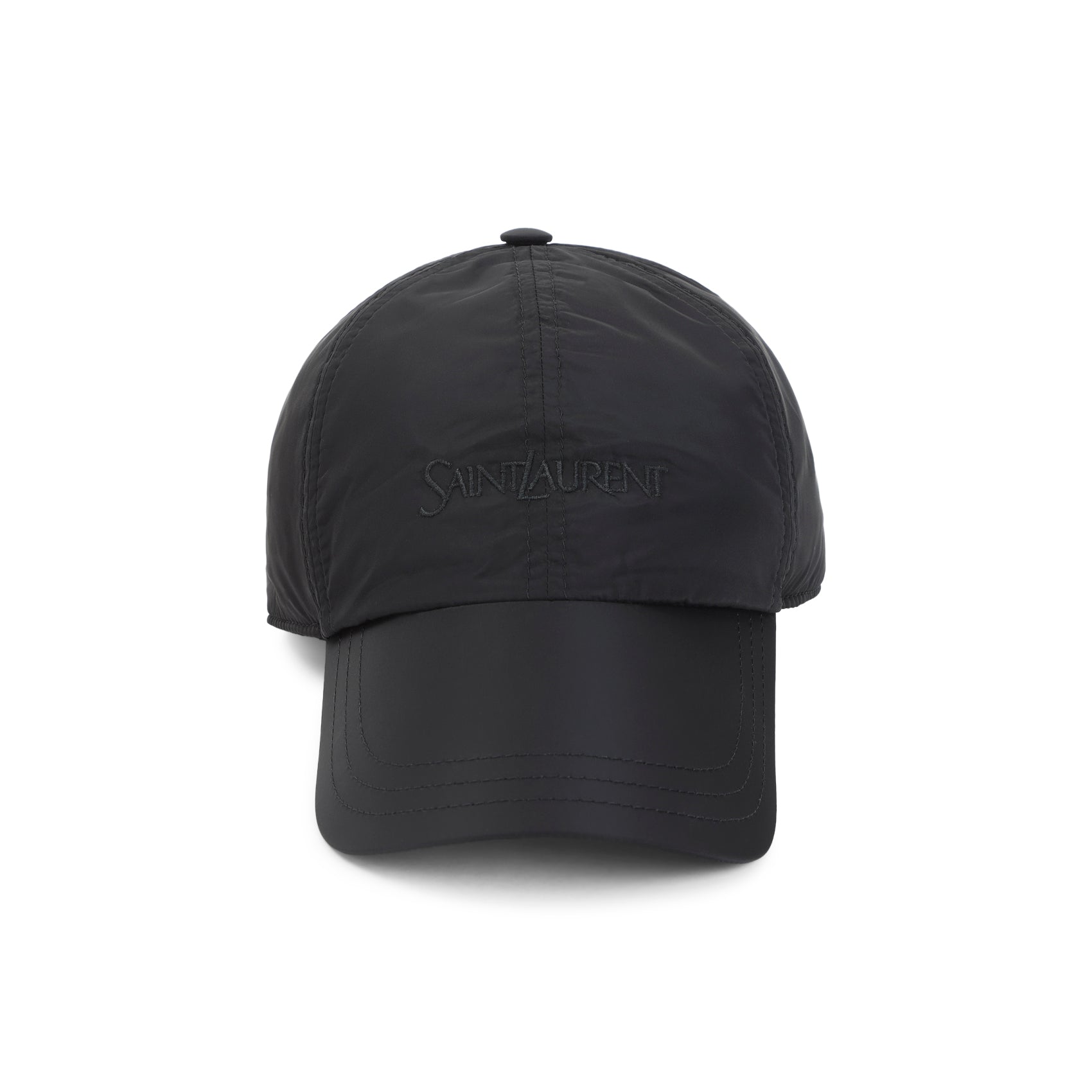 Black Saint Laurent baseball cap in technical fabric, side angle