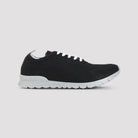 Black Kiton knit low-top sneakers, rear view with pull tab