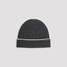 Dark grey Kiton cable-knit beanie with contrast trim, side angle