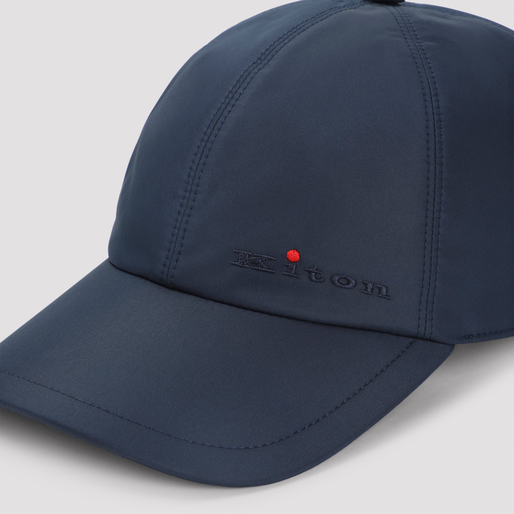 Navy Kiton baseball cap detail of embroidered logo