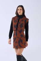 Cropped cotton vest with button front, three-quarter view by Beyond by Vera