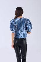 Cotton poplin Lilly blouse with crew neckline by Beyond by Vera, worn back view