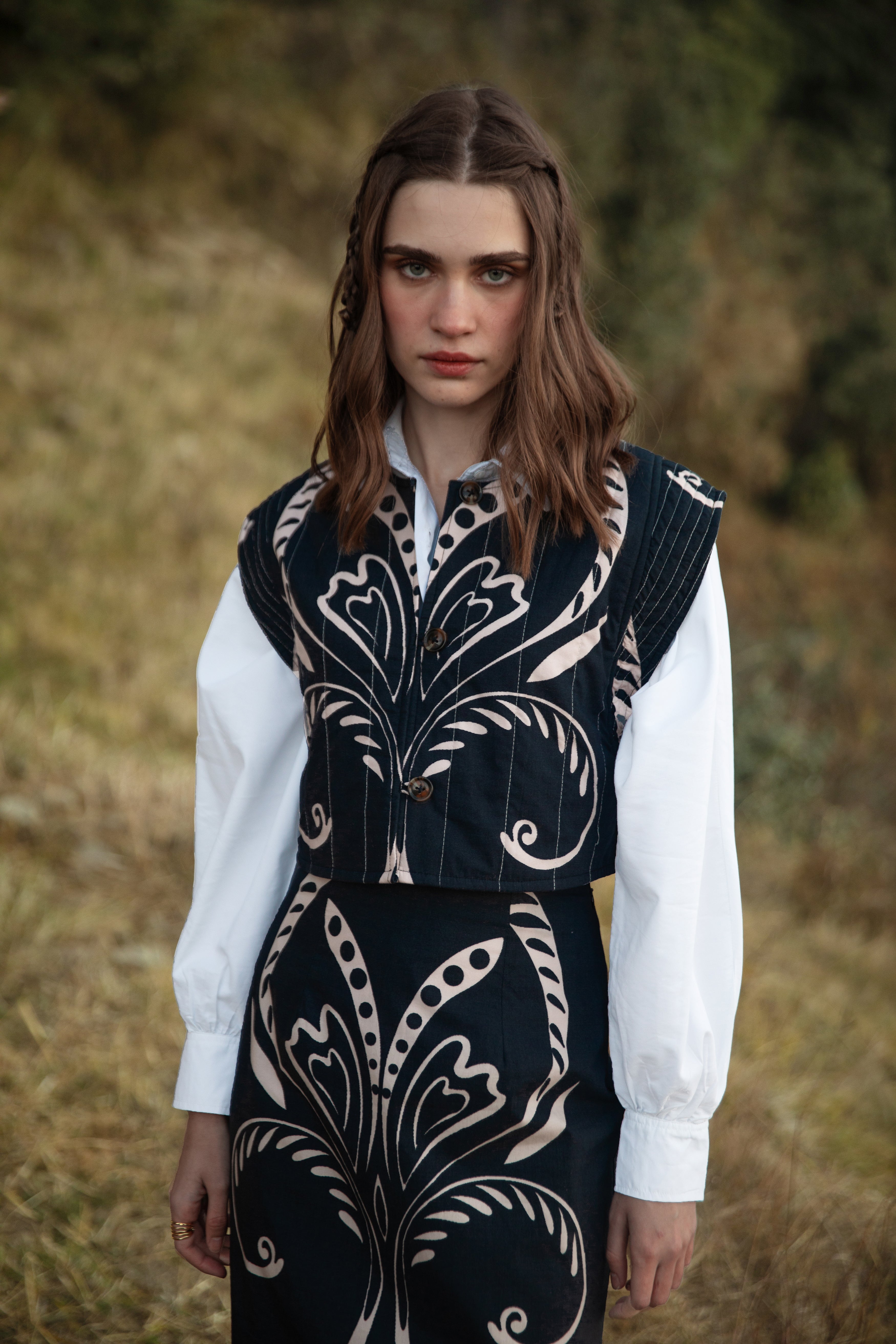 Beyond by Vera cropped vest with cap sleeves, back view
