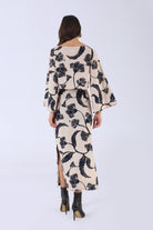 Aspen Skirt by Beyond by Vera showing side slit and maxi length hem