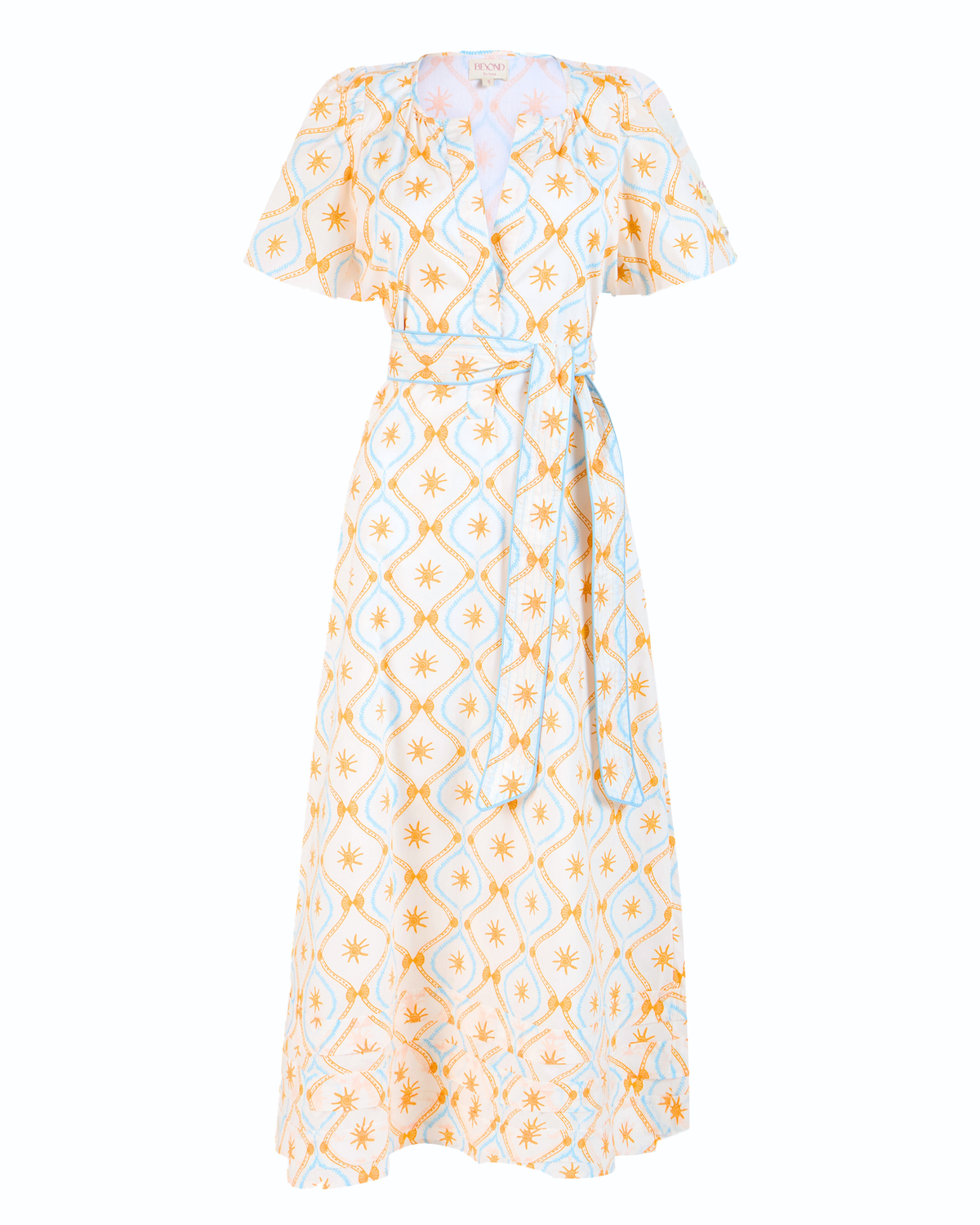 Multicolor Treasures print midi dress by Beyond by Vera, flat lay view