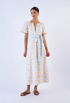Multicolor Treasures print midi dress by Beyond by Vera, front view