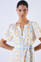 Multicolor Treasures print midi dress by Beyond by Vera, side view