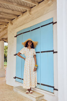Multicolor Treasures print midi dress by Beyond by Vera, print pattern close-up