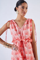 Beyond by Vera sleeveless midi dress with A-line silhouette, back view