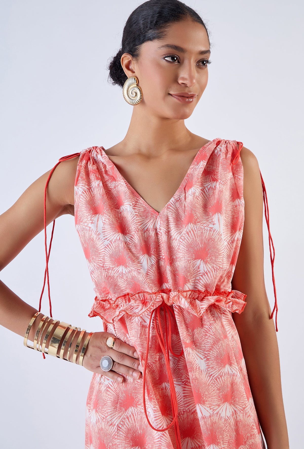 Beyond by Vera sleeveless midi dress with A-line silhouette, back view