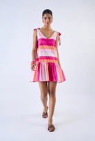 Multicolor Twilight print dress with relaxed fit, rear angle