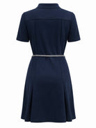 Navy scuba mini dress with functional pockets by Michael Kors, alternate view