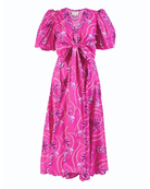 Paradise Island print detail on Beyond by Vera Lola midi dress