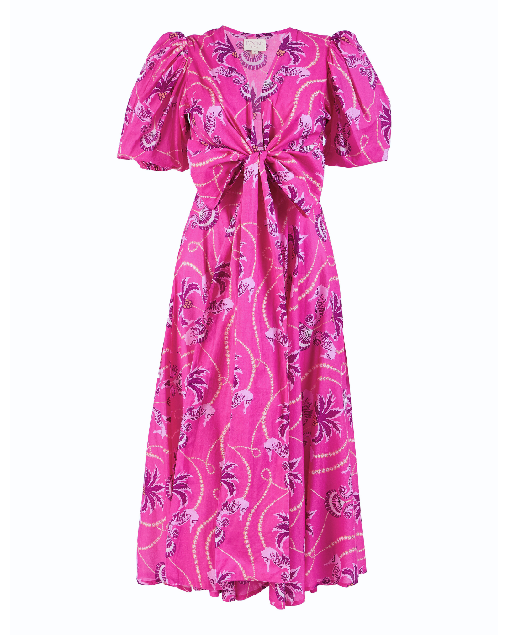 Paradise Island print detail on Beyond by Vera Lola midi dress