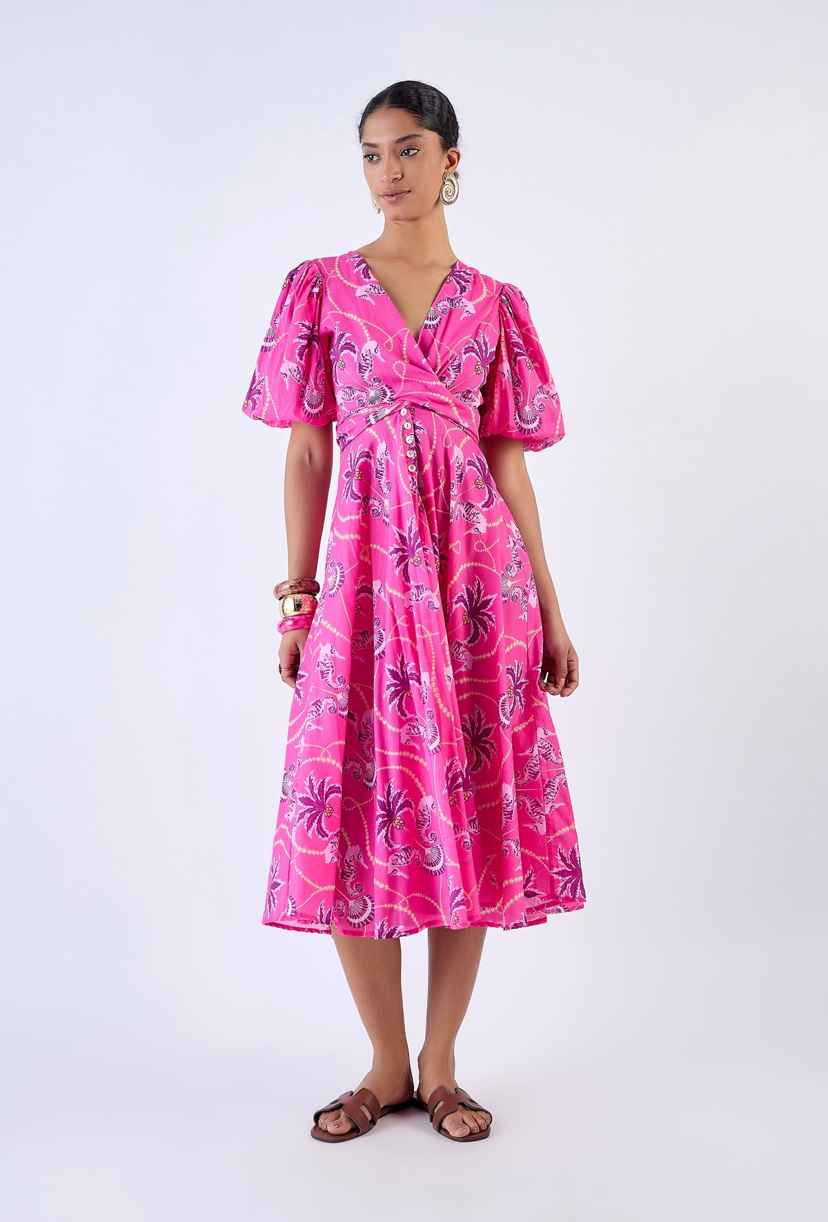 Paradise Island floral print midi dress by Beyond by Vera, front view