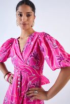 Floral midi dress with short sleeves by Beyond by Vera, three-quarter view