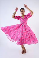 Paradise Island print cotton dress by Beyond by Vera, full length view