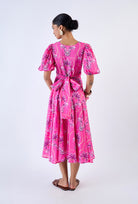 Beyond by Vera midi dress with adjustable V-neckline, close-up detail