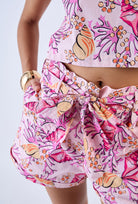 Cotton poplin Kylie shorts with front pleats by Beyond by Vera, back view