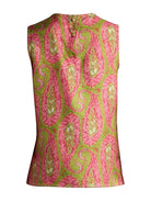 Multicolor Etro sleeveless blouse with paisley foliage print, back view
