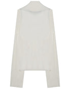 White chiffon turtleneck blouse with long sleeves by Alberta Ferretti, front view