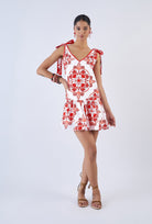 Multicolor Nautilus print mini dress by Beyond by Vera, front view