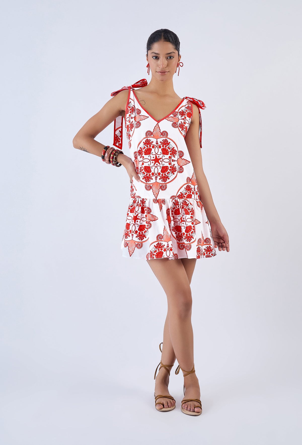 Multicolor Nautilus print mini dress by Beyond by Vera, front view