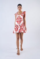 Multicolor Nautilus print mini dress by Beyond by Vera, three-quarter view