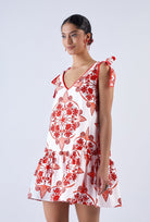 Multicolor Nautilus print mini dress by Beyond by Vera, adjustable straps detail