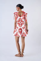 Multicolor Nautilus print mini dress by Beyond by Vera, full length view