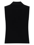 Black sleeveless polo top by Saint Laurent, back view