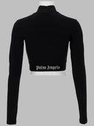 Black Palm Angels cropped top with turtle neckline and Classic Logo, front view
