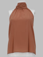 Bronze PT Torino georgette halter top with sleeveless silhouette, front view