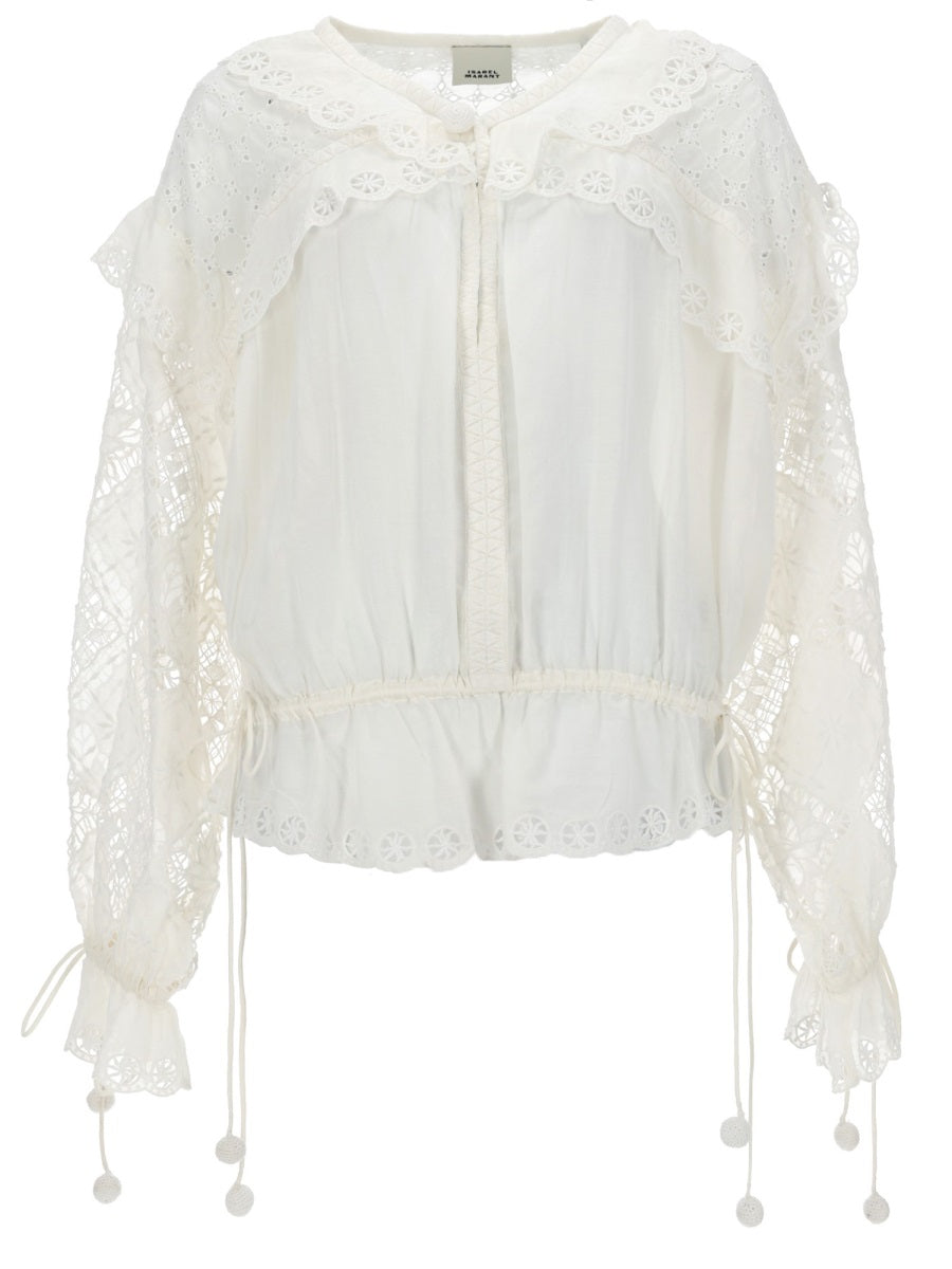 White cotton-silk Nowana blouse by Isabel Marant, front view