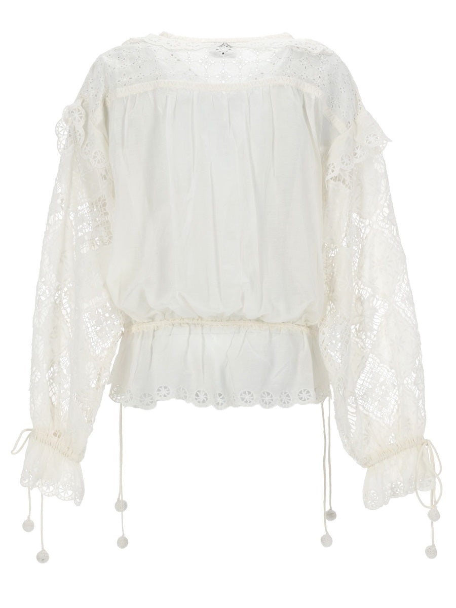 White cotton-silk Nowana blouse by Isabel Marant, back view