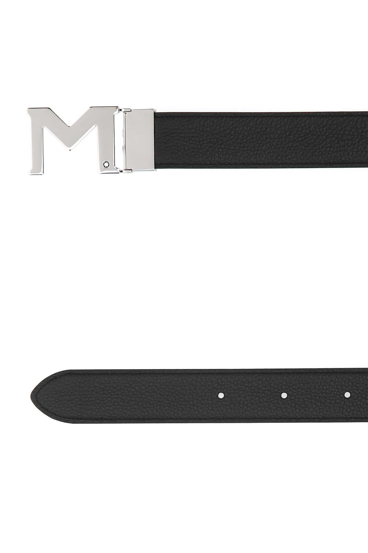 BLACK LEATHER REVERSIBLE BELT MONTBLANC