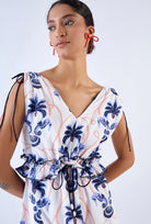 Beyond by Vera sleeveless midi dress with V-neckline, front detail