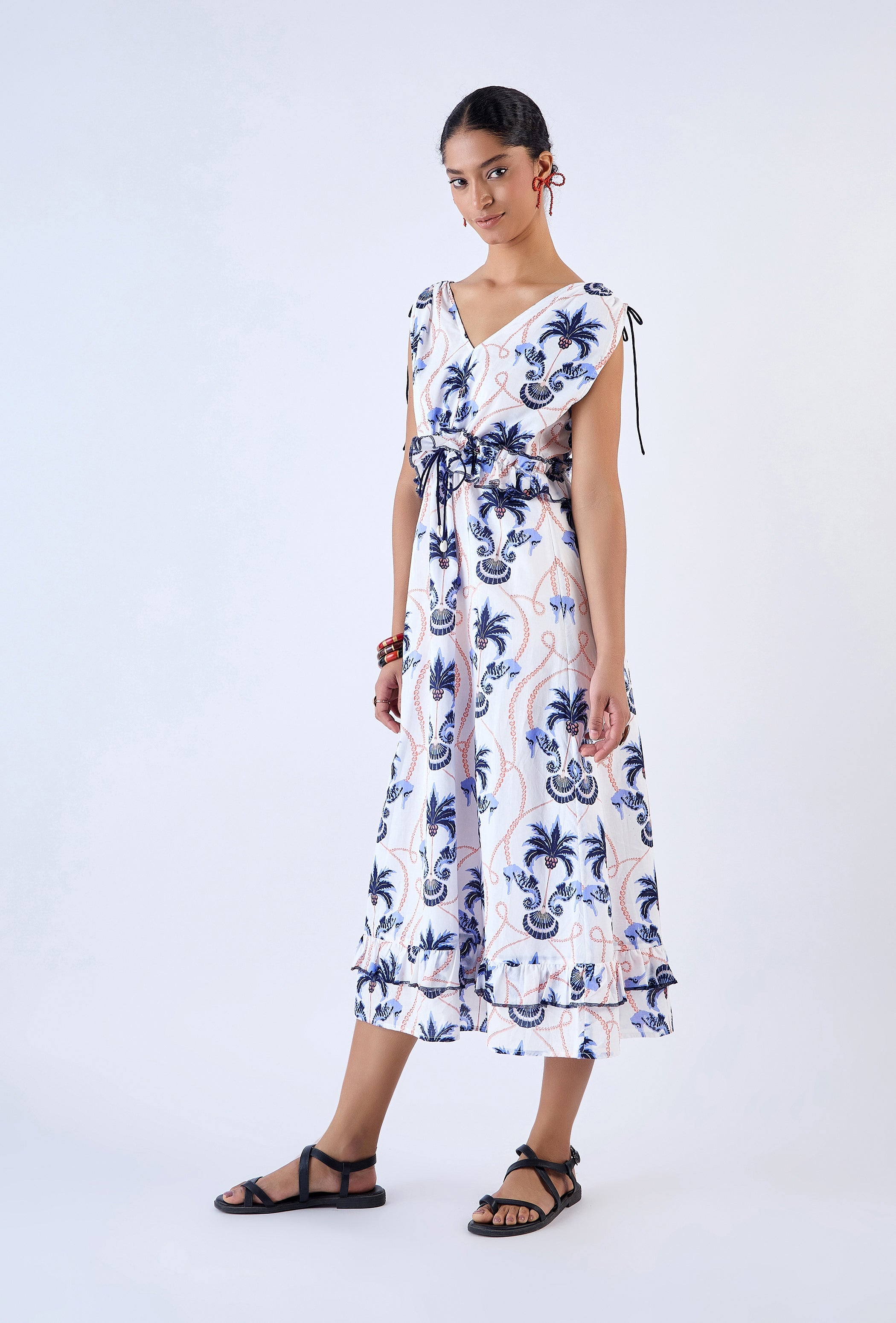 Beyond by Vera Drew dress showing drawstring waist detail, side view