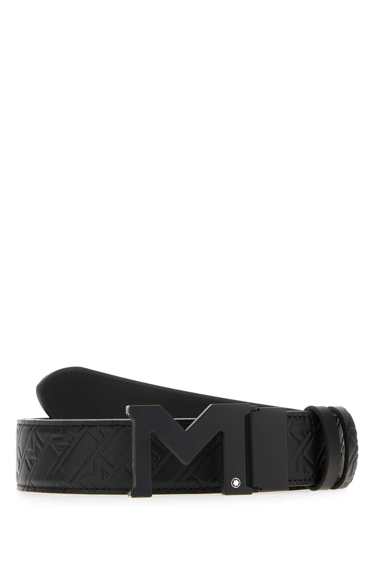 BLACK LEATHER REVERSIBLE BELT MONTBLANC BLACK TU