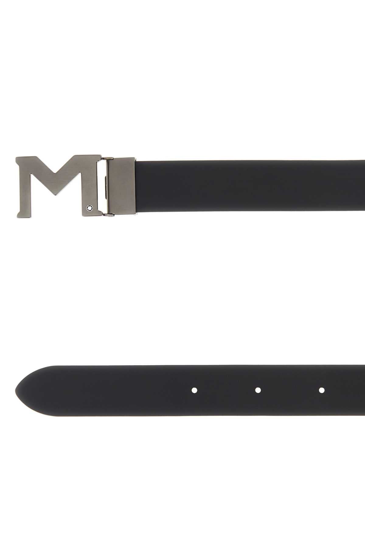 BLACK LEATHER REVERSIBLE BELT MONTBLANC